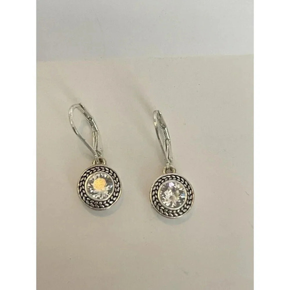 Vintage Signed Napier Silver Tone Drop Earrings Simulated Diamond Rhinestone - Picture 1 of 5